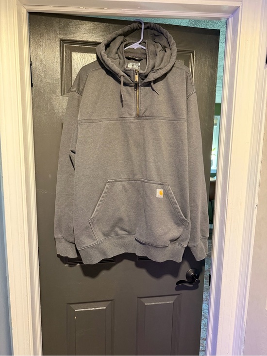 Carhartt Other - Carhartt Charcoal Half-Zip Rain Defender loose fit Hooded Sweatshirt